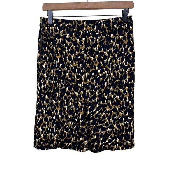 Ann Taylor NWT Petite Silk Blend Leopard Animal Print Brown Black Pencil Skirt - Picture 2 of 7